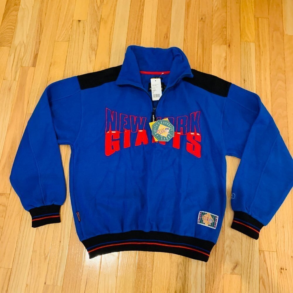NEW WITH TAGS NY GIANTS Vintage 1990s Fleece 3/4 zip sweatshirt sewn embroidered - Picture 4 of 15